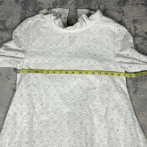 Merlette Cream White Eyelet Long Sleeve Shift Babydoll Mini Dress Sz S - Picture 9 of 15